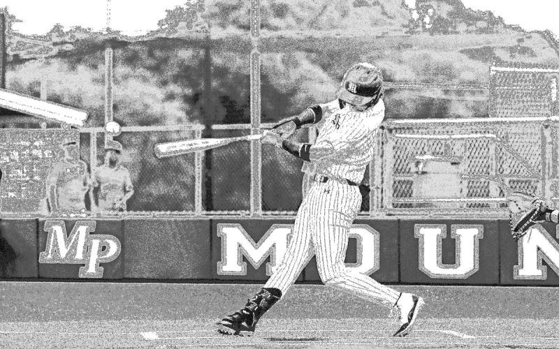 Dax Price connects for a base hit against the Mavs.