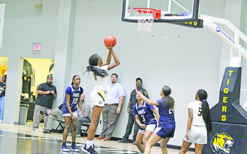 Aziyah Farrier and the Mount Pleasant Lady Tigers remained undefeated with a 69-30 win at Hallsville.
