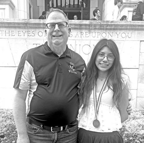Brissia Alvarez (right) with MPHS News Writing coach, John Whitten Courtesy photo