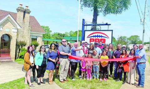 The Mount Pleasant Chamber of Commerce welcomed Pro Flag Football with a ribbon cutting May 3. Pro Flag Football is a flag football organization affiliated with and sanctioned by NFL Flag Football. Registration for teams for boys and girls ages 5-17 is ongoing and the first season begins in September. For more information or to register, call (903) 522-4005, visit www. ProFlagFootball.pro or email info@ProFlagFootball.pro. COURTESY PHOTO
