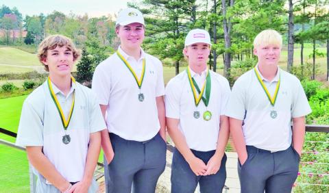 L-R: Braiden Merryman, Clayton Brison, Matthew Peterson, Jacob Baker PHOTO BY HEAD GOLF COACH BENNY BLASER
