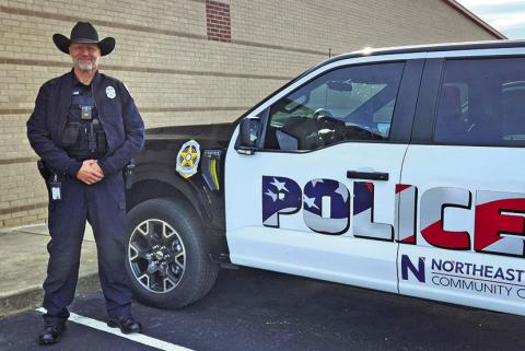 Chief Russell Radke with NTCC police truck TRIBUNE PHOTO / NICOLE KIMBALL