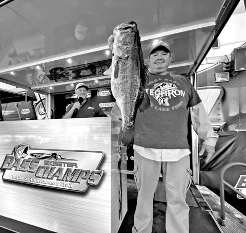 Bass angler James Adams bested more than 1,500 anglers with a 9.34 pounder to win $15,000 and a new Skeeter Boat in the 2023 Bass Champs Techron Mega Bass tournament held March 26 on Lake Fork. Adams’ bass was one of two fish outside the upper end of the lake’s 16-24 inch slot limit brought to the scales. COURTESY PHOTO / BASS CHAMPS