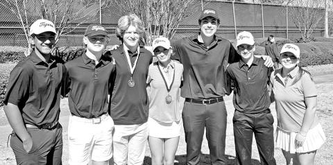 MPHS Golf (L to R) Christian Cruz, Brandon Carter, Hogan Horn, Kylee Strickland, Alessandro Greco, Bradon Lowry, and Kate Ball. COURTESY PHOTO