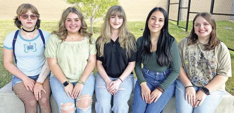 The Mount Pleasant High School Varsity Chorale recently selected officers for the 2023-2024 school year. Pictured are (front row L to R) Photographer Emi Hobbs, Vice-President Maleah Duenez, President Hope Powell, Secretary Madison Zepeda, Stage Manager Kristina Tidwell COURTESY PHOTO