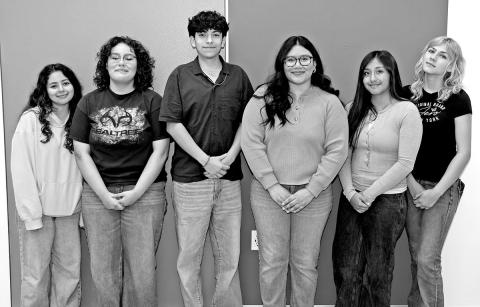 The Mount Pleasant High School Student Council recently selected officers for the 2026-2027 school year. Pictured left to right are Special Projects Co-Chairman Dulce Gonzales, Treasurer Viridiana Dominguez, Vice President Isaac Hernandez, President Vasti Hernandez, Secretary Angeles DeLaCruz, and Special Projects Chairman Makayla Mather. Courtesy Photo