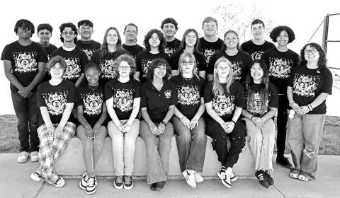 MPHS members of the 2025 All-Region Choir: 1st row (L to R) Avery Brown, Aaliyah Gholston, Sara Vanhoose, Itzel Bello, Emi Hobbs, Mattie Merriman, Alexandra Hernandez Rodriguez. 2nd row (L to R) Axavier Anderson, Hector Sierra-Rosales, Maglynn English, Trista Madrid, Dakota Vogele, Leticia Willis, Peyton Robinson, Giselle Hernandez. 3rd row (L to R) Jayson Carrillo, Bruno DeLeon, Dakota Williams, Daniel Kimbrough, Preston Arnold, C. J. (Charles) Quinn Courtesy Photo