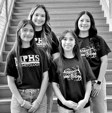 The MPHS Cosmetology program has elected officers for the 2024-2025 school year. Top (L to R) Senior President Raquel Martinez and Junior Vice President Ashley Licona. Bottom Senior Vice President Jennifer Pena and Junior President Alondra Santos COURTESY PHOTO