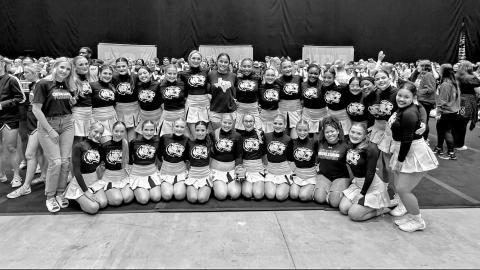 The Mount Pleasant High School Cheerleaders at the UCA Regional in Mesquite COURTESY PHOTO