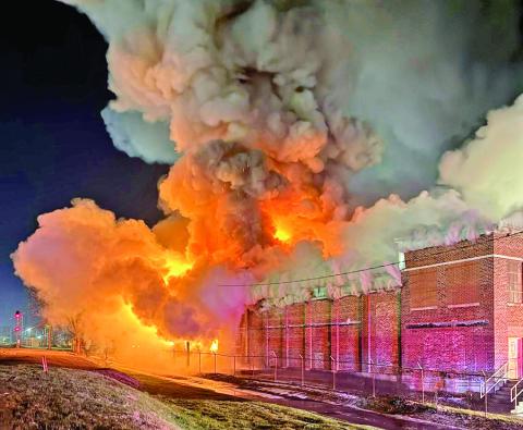 Flames and smoke engulf former milk plant located at 201 East Arkansas Street Photo courtesy of Justin Hargrove
