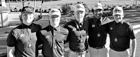 Pictured (L to R) MPHS Tiger Golf team members Hogan Horn, Brandon Carter, Jacob Baker, Christian Cruz, Jake Anderson (not pictured Alessandro Greco and Kylee Strickland) COURTESY PHOTO