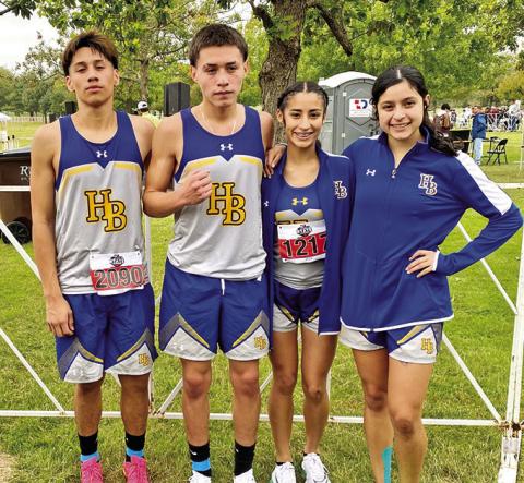 From left, Harts Bluff’s Jonathon Diaz, Jose Garcia, Perla Solorio and Alexa Arzate all ran in the 2A State Cross-Country Meet, held over the weekend in Round Rock. Garcia finished 48th and Diaz finished 62nd out of 147 runners on the boys’ side. Arzate finished 17th (12:28.10) and Solorio finished 88th out of 150 runners on the girls’ side. All four runners are juniors and will look to return to the state meet next year. COURTESY PHOTO