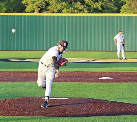 Mount Pleasant’s Drew Dyke delivers a pitch during a recent game. The Tigers played their final home game Friday against Texas High and will finish the season at Tyler High Tuesday and at Longview next Friday. TRIBUNE PHOTO / QUINTEN BOYD