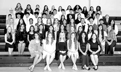 The new members of the MPJH National Junior Honor Society with the NJHS officers (front row)