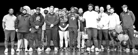 Deuce Thompson and Ayden Johnson with the MPHS football coaching staff Photos by John Whitten