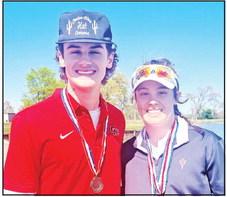 The Chapel Hill golf teams claimed two individual medals and a team championship during the North Hopkins Invitational golf tournament Monday in Sulphur Springs. Tristan Davis finished third overall in the boys standings and Katie Hart won the girls’ tournament. The Lady Devil golf team won the overall team title, as well. COURTESY PHOTO