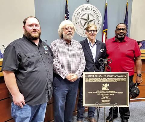 From left to right: Public Works Director Garrett Houston, Former Mayor Paul Meriwether, Former Council Member Michael McGahee, and Robert Nance, Jr (representing his father Robert Nance) Courtesy photo