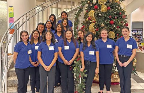 MPHS Future Educator competitors – Bottom (L to R): Araceli Landaverde, Jasmine Landaverde, Sidney Beles, April Ruiz, Cinthya Ramirez, Michelle Sandoval, Grace Zittel, Gabriella Garza. 2nd row (L to R): Angie Castro, Haylee Zaldivar. 3rd row (L to R): Lesly Flores, Celeste Portillo. 4th row (L to R): Diana Gutierrez, Marlyn Estrada COURTESY PHOTO