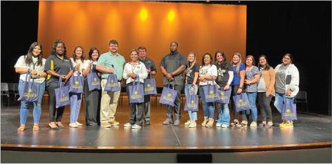 Photo: MPISD Pride Pathway graduate program scholarship recipients (left to right): Ilse Vargas, Crystal Jackson, Martina Ramirez, Lauren Burns, Joel Whitaker, Perla Mayfield, James Nelson, Cameron Ellis, Kendel Thompson, Lilian Ortiz, McKenzie Harvey, Krissa Woods, Sarah Fry, Eunise Obregon, Liliana Ybarbo COURTESY PHOTO