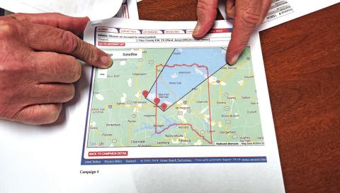 Titus Co. Emergency Management Coordinator Jerry Ward explains how alerts are sent on Hyper-Reach TRIBUNE PHOTO / NICOLE KIMBALL