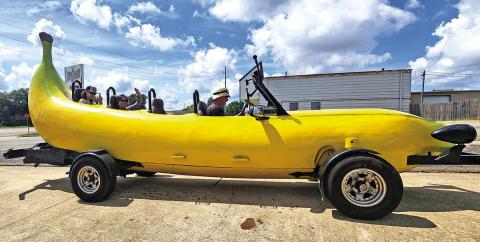 Steve Braithwaite offered free rides while the Big Banana Car was in town
