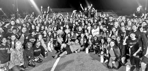 The MPHS Goin’ Gold Band after winning the Battle for the Spear Marching Classic at Winnsboro High School