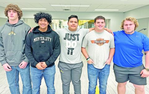 MPHS Tiger Powerlifting Regional qualifiers. From left: Ryder Marshall, Daniel Garcia, Jose Gonzalez, Devon Burtness, Clayton Miller. Not pictured Hudson Hampton. COURTESY PHOTO