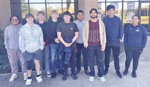 MPHS Engineering students (L to R) Javier Garcia, Nicholas Cates, Clinton Debord, John David Freeman, Estven Perez, Antonio Hernandez, Angel Munoz, Nathaniel Martinez, and Ana Ceballos COURTESY PHOTO