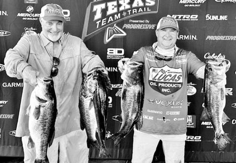 Tim Reneau (left) and Stephen Johnston with their final day limit of 30-03 pounds that iced the Team Trail Championship win on Toledo Bend. (Courtesy Photo) COURTESY PHOTO / MATT WILLIAMS