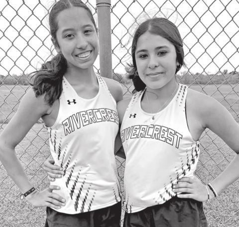 Selena and Diana Kelley are two of Rivercrest 11 qualifiers for the regional track meet, set for April 29-30 at Springtown High School. COURTESY PHOTO / RIVERCREST ISD