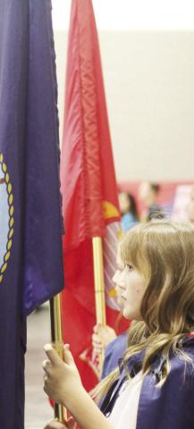 A student participates in MPISD’s Veterans Day program in 2021. FILE PHOTO
