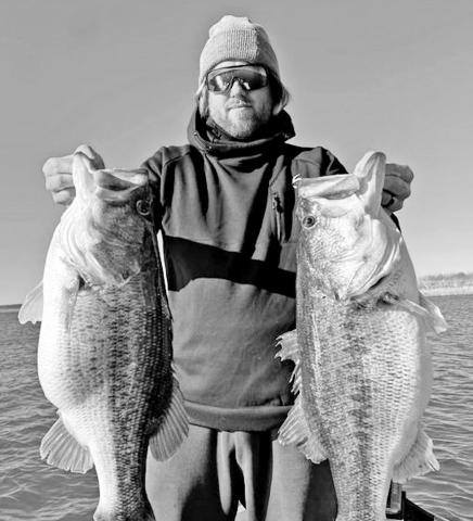 Big bass expert Josh Jones claims his boat has accounted for 41 O.H. Ivie bass over 10 pounds since January 1. On February 23, Jones boated this pair of 12.5 pounders less than five minutes apart and his guide client reeled in a 10.59 pounder on the same day. (Courtesy Photo)