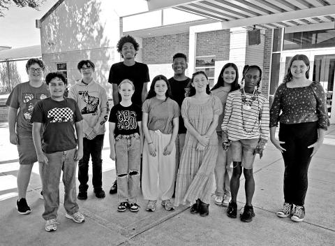 MPJH All-Region Choir members: 1st row (L-R) Aiden Rodriguez, Belle Erickstad, Isabella Meeks, Raimee Kilgore, and Kashayla Dawson. 2nd row (L-R) Dannen Carroll, Spencer Anderson, Damion Haley, Quaydan Webster, Alejandra Martinez, Madison Southern Courtesy Photo