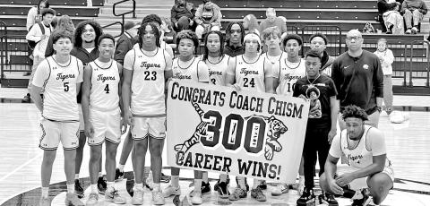 The Tigers honor head coach Joey Chism for 300 career wins.