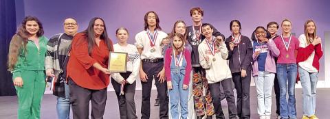Members of the Mount Pleasant Junior High School cast and crew of The Giver COURTESY PHOTO