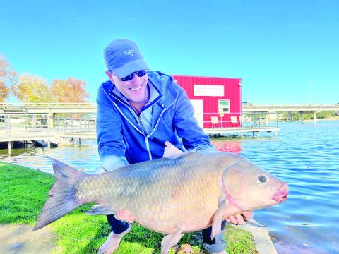 Weston is the owner of 38 current IGFA angling records linked to 14 freshwater species from six different countries. Among them is this 27-pound smallmouth buffalo he caught on two-pound line while fishing at Lake LBJ near Austin in December 2023. Fishing guide Austin Anderson with Carp Pro Texas Guide Service steered him to the catch. (Photo courtesy Art Weston)