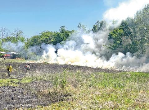 Grass fire destroys 5 acres