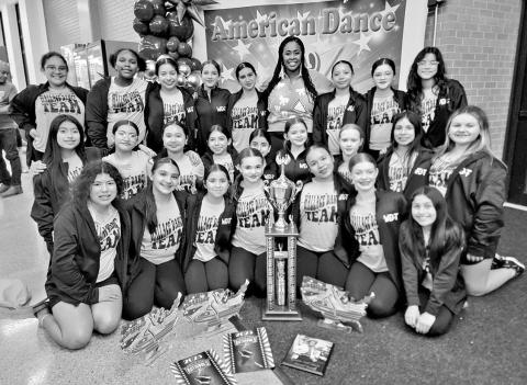 The Wallace Dance Team: Front row (L to R) Chloe Mancera, Khloe Castro, Camila Flores, Izzy Parra, Heslie Salazar, Maggie Godfrey, Kelly Flores. Middle row (L to R) Jaretzy Villeda, Genesis Ortiz, Anna Kham, Mia Dorantes, Eliza Flores, Makenzie Beltran, Belle Erickstad, Janelle Gonzales, Emma Cochran. Back row (L to R) Myrical Hughes, Zariah Ivery, Jocelyn Martinez, Raleigh Marchan, Jazenelle Camarillo, Coach Stefen Harmon, Camila Nava, Bela Meeks, Isabella Alvarez COURTESY PHOTO