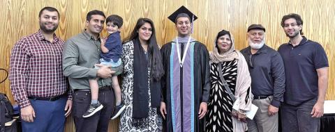 Dr. Husnain Shahid with his family after receiving his FAGD degree COURTESY PHOTO / HUSNAIN SHAHID