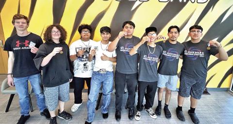 MPHS Goin’ Gold Band UIL State medalists (L to R) Luke Thurman, Aaron Waldrep, Pedro Castillo, Armando Molina, Angel Farias, Jesus Mata, Oscar Castellanos, Bruno DeLeon. Not pictured: Grace Zittel COURTESY PHOTO