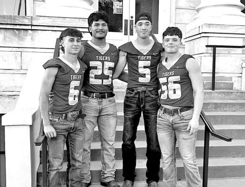(LtoR) Carsen Summerlin #6, Abraham Ciriaz #25, Jaden Doss #5, Gage Todd #56 Photo by Crystal Summerlin (From the Parade and Community Pep Rally)