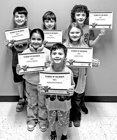 PreK–Alejandro Rodarte, Kindergarten–Victoria Aguilar, 1st–Camille Tafoya, 2nd–Jayde Carter, 3rd–Carson Scheu, 4th–Bradley Reynolds, 5th–Cooper Hamblin COURTESY PHOTO