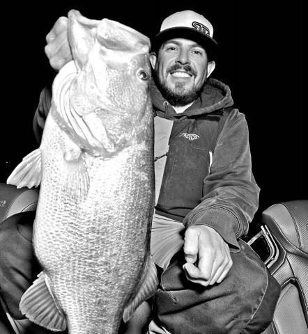 Fishing guides Christian Gladfelter (pictured here) and Brandon Burks say Lake J.B. Thomas continues to crank out armies of big bass to shock the imagination. Gladfelter says his boat has accounted for 20 double-digit bass and more than 250 over eight eight pounds during September alone. Many have been caught at night, including this 11.15 pounder he boated on Sept. 25. (Photo courtesy Christian Gladfelter)