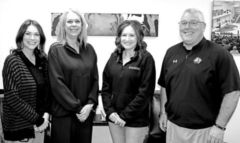 MPISD Educational Results Partnership Honor Roll recipients (L to R) Fowler Principal Carrie McMinn, Brice Principal Amanda Jones, Sims Principal Jeannie Pat Jaggers, and MPISD Superintendent Judd Marshall Courtesy Photo