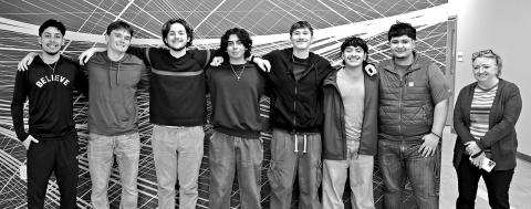 MPHS UIL Film semifinalists (L to R) Jesus Moreno, Tanner Marshall, Samuel Chappell, Frankie Rodriguez, Judson Colley, Christopher Sorto, David Cumpian, and Advisor, Gina Crouch COURTESY PHOTO