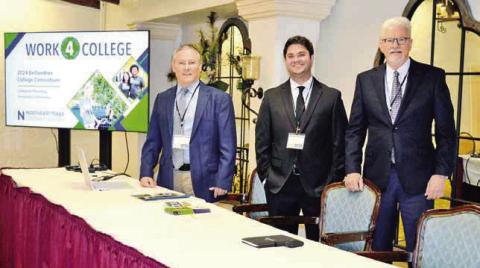 Pictured (from left) is: Dr. Jon McCullough, Mason May, and Dr. Ron Clinton before they presented at the Bellwether Assembly in San Antonio. COURTESY PHOTO