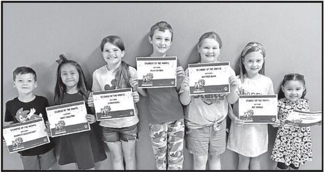 Harts Bluff Elementary is excited to announce our September Students of the Month! These students exemplify strong positive characteristics, leadership skills, and are a great role model for all students. Pictured from left to right: Prekindergartener, Aubree Ramirez, kindergartener- Barrett Biggerstaff, 1st grader- Daisy Saucedo, 2nd grader- Ree Thomas, 3rd grader- Winifred Dunn, 4th grader- Silas Futrell, 5th grader- Lilliana King. COURTESY PHOTO