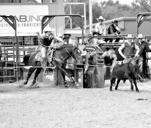 Jill White won the Ladies Breakaway Roping at McNeese last weekend. COURTESY PHOTO