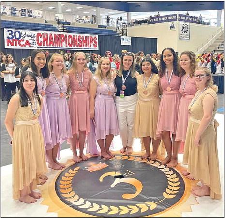 The Rivercrest Winterguard, the “Blazing Blues,” recently performed at the NTCA Winterguard Championships held in Flower Mound where they won a bronze medal in the novice championships with their performance, “Mirage.” COURTESY PHOTO