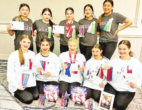 The 2022-2023 Tiger Doll Officers and Sergeants. Front Row L to R: First Lieutenant Anna Kate Fisher, Senior Lieutenant Madeline Plascencia, Captain Chloe Carter, Junior Lieutenant Genevieve Rubio, and Senior Lieutenant Madison Craig. Back Row L to R: Sergeant Dollian Phan, Sergeant Emily Robles, Head Sergeant Bri Sanchez, Sergeant Noemi Martinez, and Sergeant Jalyssa Aguilar COURTESY PHOTO